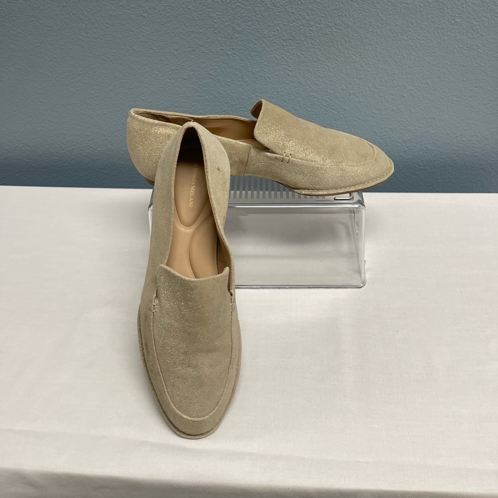 ANTONIO MELANI Tan/ Gold Nubuck Loafers  size 7  EUC! Eclectic Grandpa.